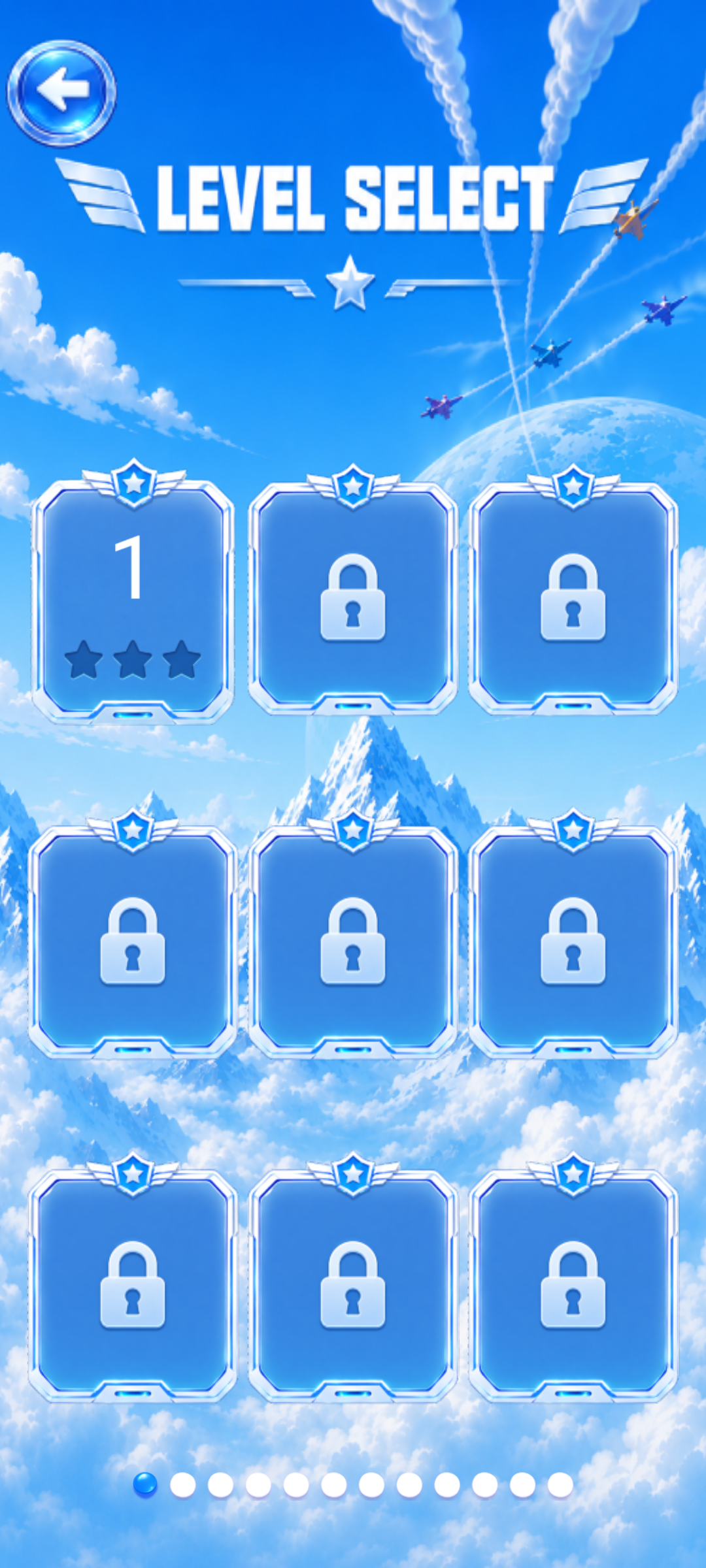 Level select screen with star ratings
